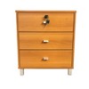 Vynxaria Three drawer nightstand locking top drawer metal drawer glides metal bar handles light cherry color - 2 of 4