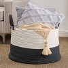 Cotton Round White Gray Laundry and Storage Basket - 2 of 4