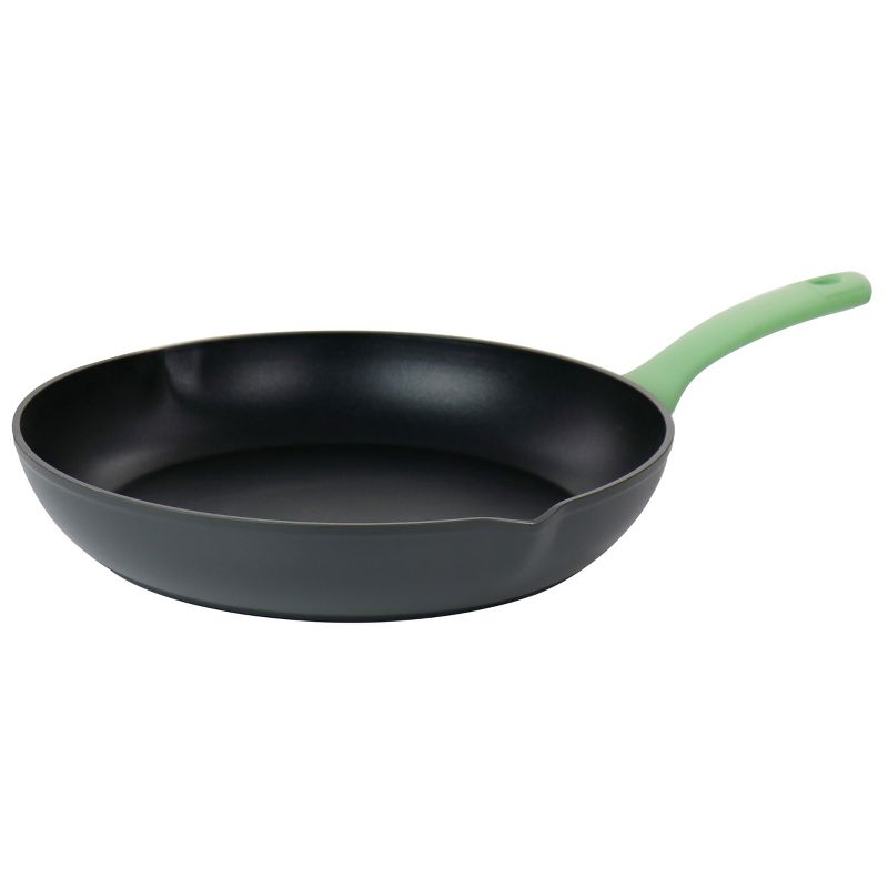 Oster Rigby 12 Inch Aluminum Nonstick Frying Pan in Green with Pouring Spouts, 1 of 8