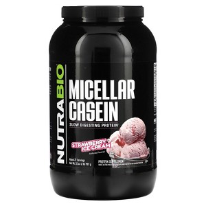 NutraBio Micellar Casein, Strawberry Ice Cream, 2 lb (907 g) - 1 of 2