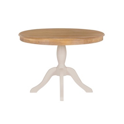 Round White and Natural Wood Farmhouse Dining Table