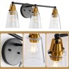 Modern 3 Light Black+Bronze Bathroom Vanity Light with Clear Glass Shade, E26 Wall Sconces Over Mirror for Living Room - 3 of 4