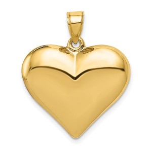 Black Bow Jewelry 14k Yellow Gold Puffed Heart Pendant, 22mm - 1 of 4