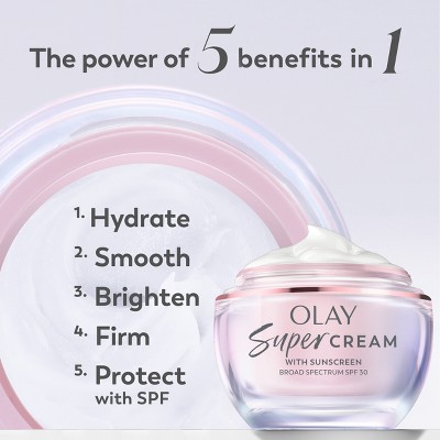 Olay Super Cream Ultra Lightweight Facial Moisturizer Sunscreen - SPF 30 - 0.5oz: For Sensitive Skin, With Niacinamide, With Vitamin E