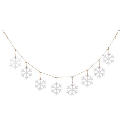 Melrose 6' Glittered Snowflake Artificial Christmas Garland - Unlit