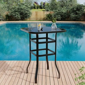 Jojoka 2 PCS Outdoor Swivel Bar Stools Set, All Weather High Back and Armrest Patio Chairs - 1 of 4