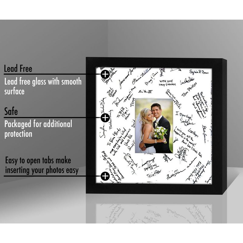 Americanflat 14x14 Wedding Picture Frame with Mat for 5x7, Black, 4 of 8