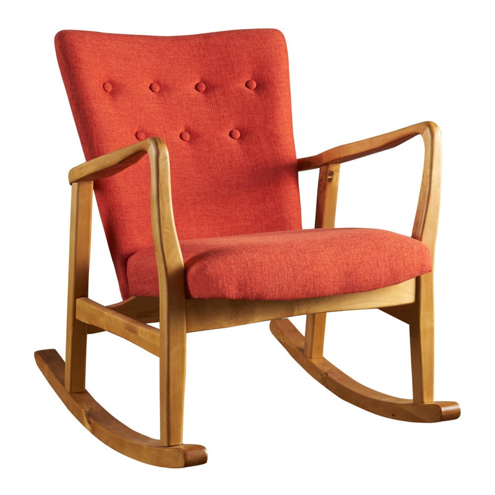 Photos - Rocking Chair Callum Mid-Century Fabric Rocker Muted Orange - Christopher Knight Home