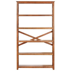 vidaXL Freestanding Bookshelf with 4 Shelves, Brown, Solid Acacia Wood in Honey Finish, 39.4"x11.8"x70.9", Perfect for Home & Office - 1 of 4