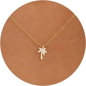14K Gold Plated Charm Necklace for Women, Assorted Beach & Nature Themed Pendants - 1 of 4