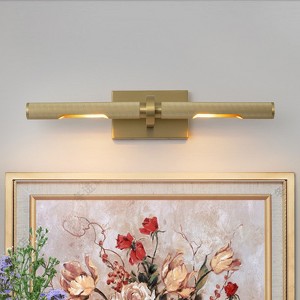 LLHZSY 23 3/5" Modern Wall Sconce 2-Light Knurled Rotatable Picture Light-Gold - 1 of 4