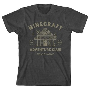 Minecraft Adventure Club Time To Mine Youth Boy's Charcoal Heather T-Shirt - 1 of 1