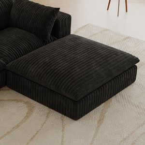 PAGED 35" Chenille Wooden Ottoman, Modern Sectional Sofa Footstool Module with High-density Sponge, Vanity Chair for Living Room, Bedroom - 1 of 4