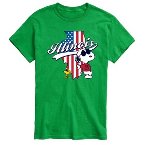 Men's - Peanuts - American Flag Peanuts Illinois Short Sleeve Graphic T-Shirt - 1 of 4