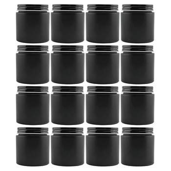 Cornucopia Brands 4oz Black Coated Glass Jars 12pk; Cosmetic Jars w/ Black Metal Lids and Black Matte Exterior, 4oz