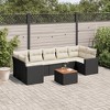vidaXL 8 Piece Patio Sofa Set with Cushions Black Poly Rattan - Black and Cream - 2 of 4