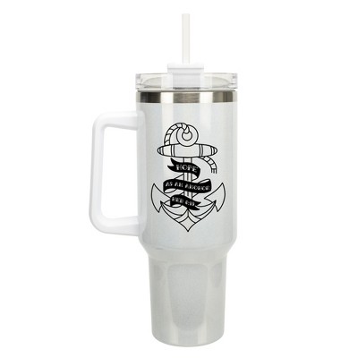 100 North Hope As An Anchor Ship Sailor Tattoo Style Wrap-Around 40 Oz. Stainless Steel Water Bottle Coffee Mug, Spill & Leak Resistant, Travel