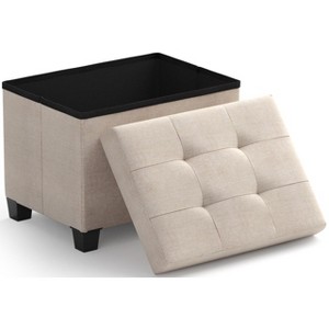 Ornavo Home Collapsible Rectangle Small Storage Ottoman with Legs - 12" x 16" x 12" - 1 of 4