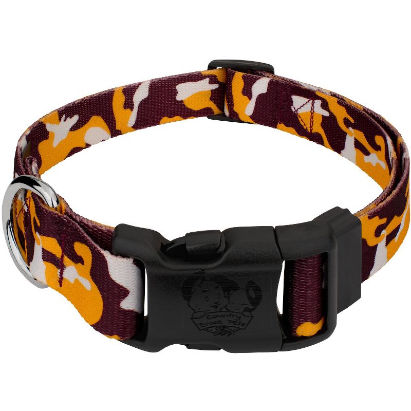 Country Brook Petz® Deluxe Burgundy and Gold Camo Dog Collar Limited Edition - Made in the U.S.A, 1 of 5