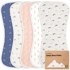 KeaBabies 5pk Urban Baby Burp Cloths, Organic Burping Cloth for Babies, Burp Rags for Baby Girls, Boys - 1 of 4