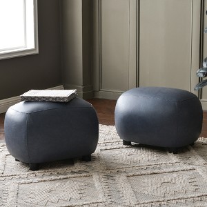 KINWELL 23" Wide Modern Faux Leather Upholstered Ottoman Footrest, PU Entryway Footstool, Set of 2 - 1 of 4