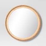 28" Dia Round Wooden Beaded Wall Mirror Natural - Threshold™