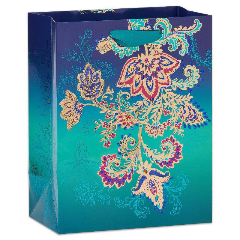 Large Gift Bag Jacobean Floral with Gems - PAPYRUS, 1 of 5