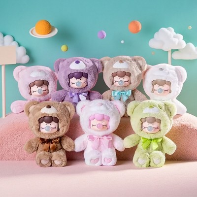 ROBOTIME Mini Figures Chocolate Colorful Plush Bear Series Blind Box 6 PCS, Blind Box Decoration Surprise Box, Multicolored, 16.26"*16.26"*10.87"