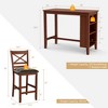 Costway 3PCS Pub Dining Table Set w/ Storage Shelves&2 Upholstered Chairs Walnut - 4 of 4