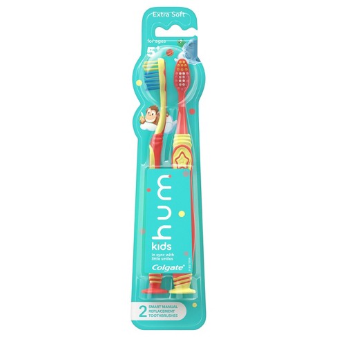 hum kids by Colgate Smart Manual Toothbrush Replacement Pack - Extra Soft Bristles - Yellow & Coral - 2ct - image 1 of 4