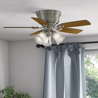 Antique Pewter 42" Low Profile Ceiling Fan with Reversible Chestnut/Walnut Blades