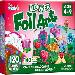 Klever Kits Foil Art Kit for Kids - Flowers & Butterflies Foil Foam Stickers, Arts and Crafts Supplies, Christmas Birthday Gift for Boys Girls Age 4+ - 1 of 4