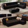 Sectional Sofa with Storage, U-Shaped Velvet Couch - Modular, Convertible, High Support, Blue/Black - 2 of 4