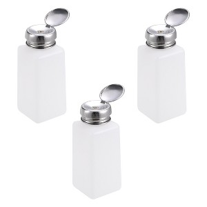 Unique Bargains HDPE Alcohol Cleanser Polish Remover Press Pumping Dispensers White 3 Pcs - 1 of 4