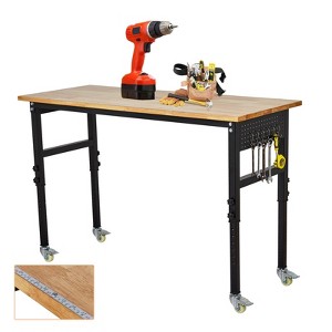 48" Adjustable Workbench with Scale, Pegboard and 6 Hooks, 29.5" - 39.4" Adjustable Height, 2200 LBS Load Capacity Portable Worktable for Workshop - 1 of 4