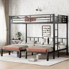TopComfy Beds Twin over Twin Queen Bunk Bed Metal Triple Bunk Bed with Safety Guardrails Bedroom Furniture for Bedroom, Black, 77.8"*67.1"*145.29" - 2 of 4
