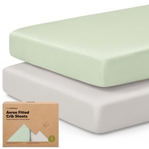2pk Aereo Fitted Crib Sheets for Boys, Girls, 52x28 Standard Baby Crib Mattress Sheets, Bamboo Viscose Cotton - 1 of 4