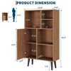4-Tier Mid-Century Small Bookcase with Legs, Freestanding Short Bookshelf with Door, Wood Cube Storage Organizer for Living Room, Office - 2 of 4