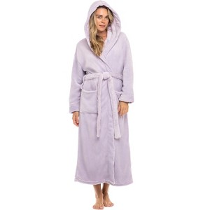 ADR Plush Fleece Robe for Women, Long Hooded Bathrobe with Hood, Plus Size - 1 of 4