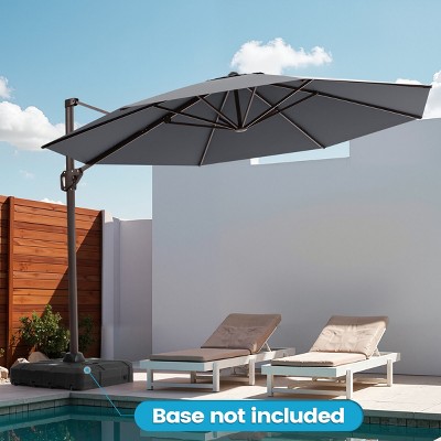 Crestlive Products 11FT Patio Cantilever Umbrella Round with 360°Rotation 6 Heights Adjustable Outdoor Offset Umbrella