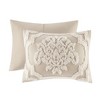 Lyngins 3 Piece Tufted Cotton Chenille Damask Comforter Set, Shabby Chic Bedding Set, 1 Comforter & 2 Shams, Hypoallergenic Quilt Bedding Set - 3 of 4