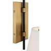 Possini Euro Design Mid Century Modern Wall Light Sconce Brass Black Hardwired 8" Fixture White Linen Shade for Bedroom Living Room - 4 of 4