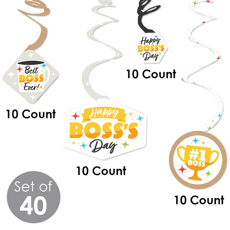 Big Dot of Happiness Happy Boss's Day - Best Boss Ever Hanging Decor - Party Decoration Swirls - Set of 40, 5 of 9