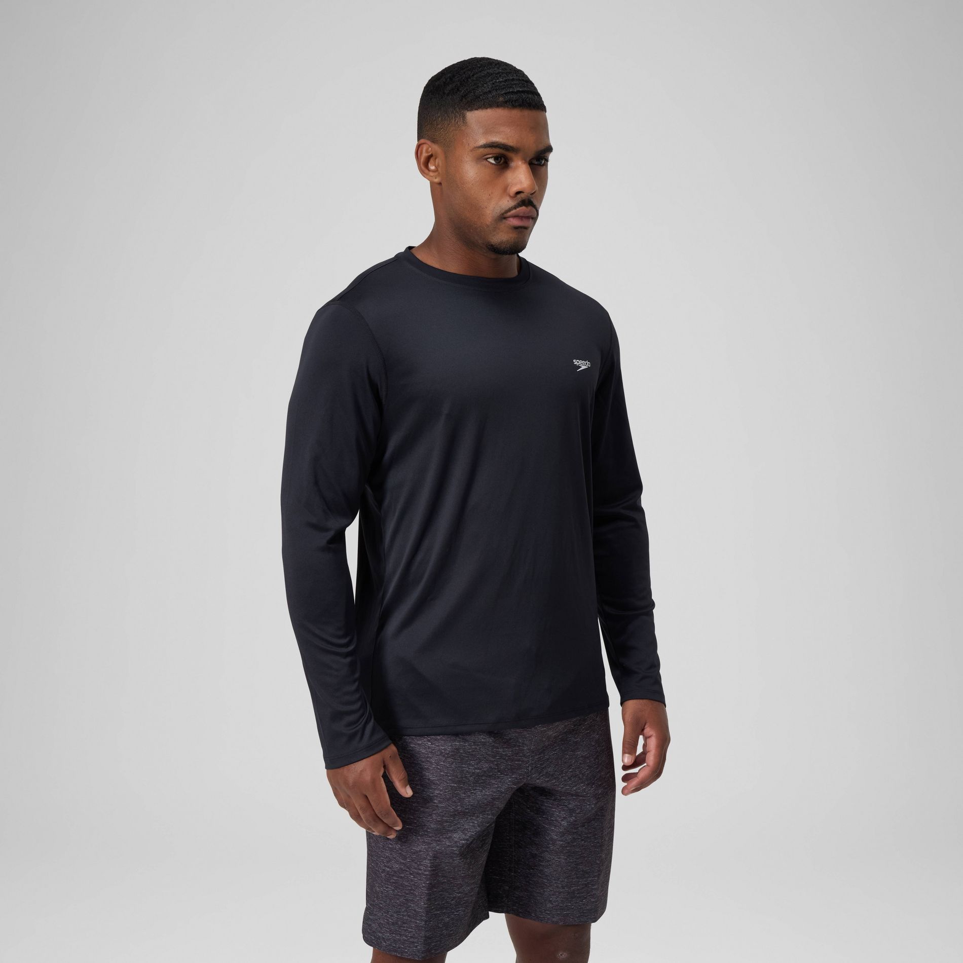 Men's Speedo Rash Guard Top - Black