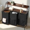 Laundry Sorter, Large Laundry Hamper with Metal Frame and Wooden Tabletop, Freestanding Storage Organizer Baskets with Pull-Out - 4 of 4