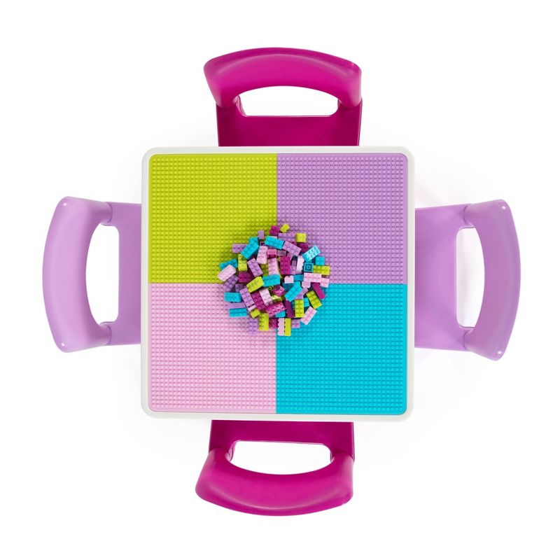 5pc 2 in 1 Square Plastic Activity Kids&#39; Table and Chair Set Pink/Purple - Humble Crew, 5 of 8