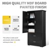 MAYEERTY Tall Bathroom Cabinet 2 Doors Drawers Adjustable Shelf MDF Black - 4 of 4