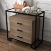 Tempered Glass, Steel, and Melamine Raised Bottom Three-Drawer Dresser - Bedroom Furniture, Durable, Stylish, Spacious, and Modern - 4 of 4