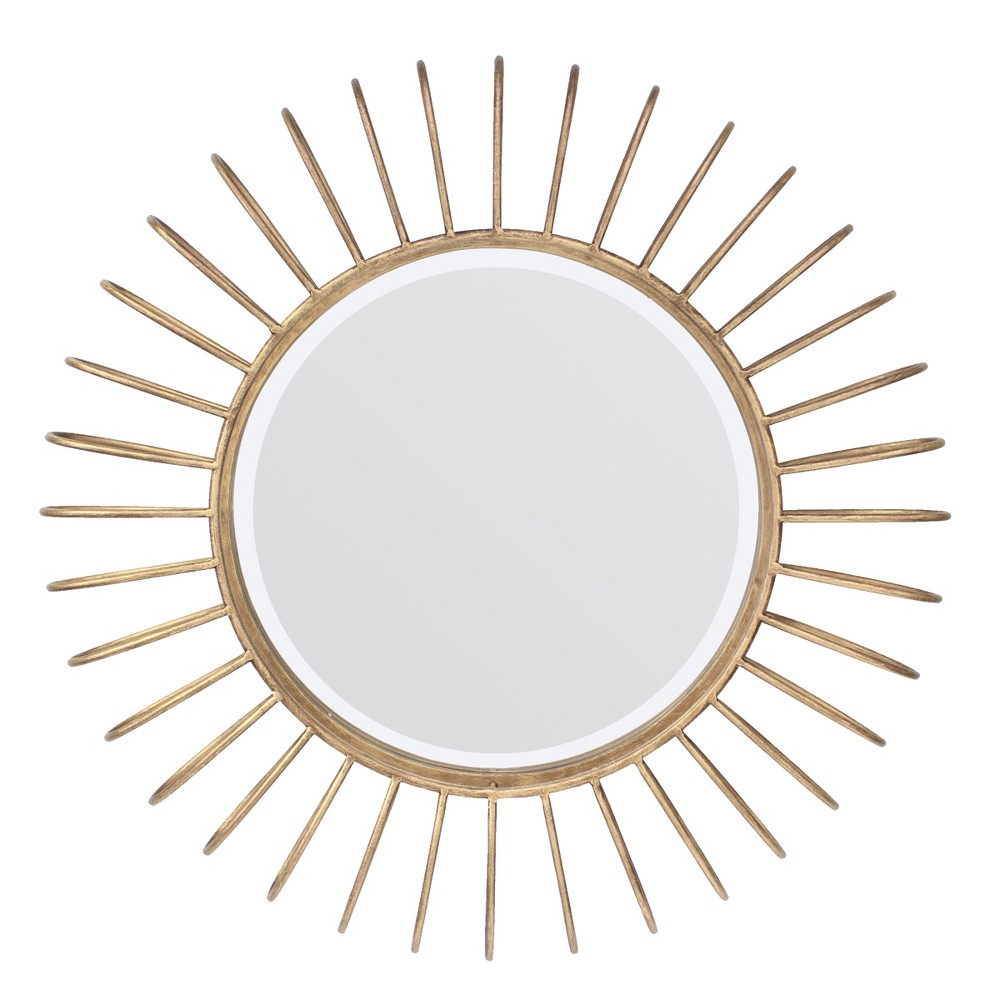 Photos - Wall Mirror 24" Metal Sunburst Round Hanging  Gold - Stonebriar Collection