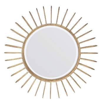 24" Metal Sunburst Round Hanging Wall Mirror Gold - Stonebriar Collection